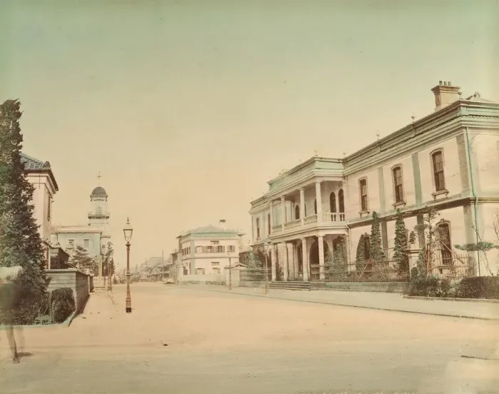 Framed Print : Yokohama, Town Hall, Telegraph Office, Post Office, 1870s. Creator: Unknown Framed Print : Yokohama, Town Hall, Telegraph Office, Post Office, 1870s. Creator: Unknown