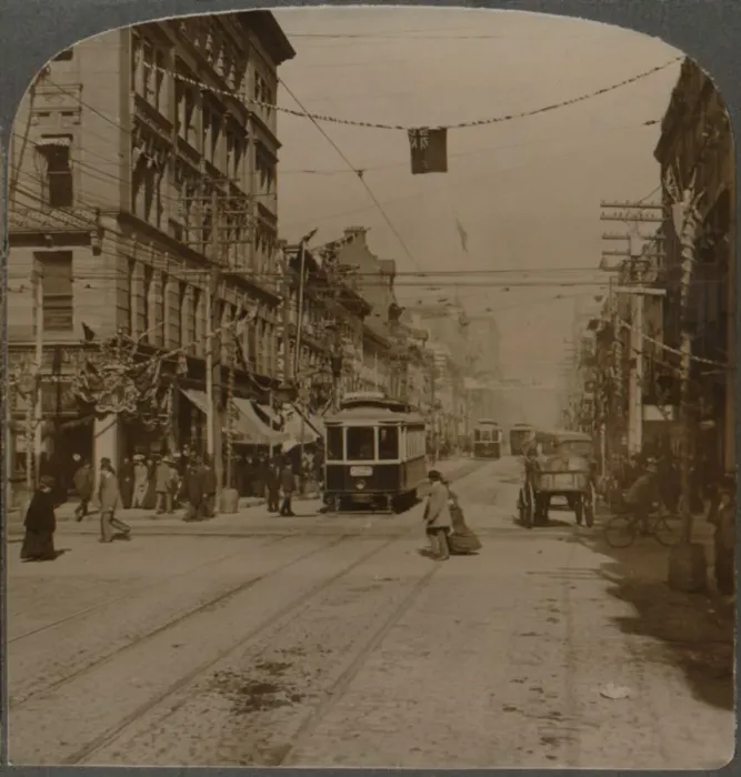 Framed Print : Yonge St. looking north from King St. the busy center of Toronto, Canada, 1904