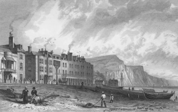 Framed Print : The York Hotel, and Library, Sidmouth, 1832. Creator: P Heath Framed Print : The York Hotel, and Library, Sidmouth, 1832. Creator: P Heath