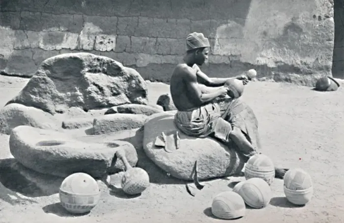 Framed Print : A Yoruba man engraving clay bowls and water jars, Lagos hinterland, Southern Nigeria, 1912. Artist: AW Gelston Framed Print : A Yoruba man engraving clay bowls and water jars, Lagos hinterland, Southern Nigeria, 1912. Artist: AW Gelston