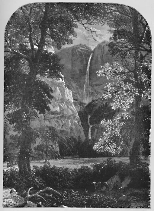 Framed Print : The Yosemite Falls, 1883. Artist: Davis Framed Print : The Yosemite Falls, 1883. Artist: Davis
