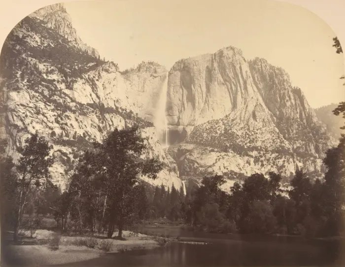Framed Print : Yosemite Falls, River View, 2637 Feet, 1861. Creator: Carleton Emmons Watkins Framed Print : Yosemite Falls, River View, 2637 Feet, 1861. Creator: Carleton Emmons Watkins