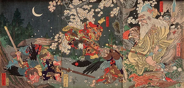 Yoshitsune Training with the Tengu Sojobo, 1863. Creator: Kawanabe Kyosai