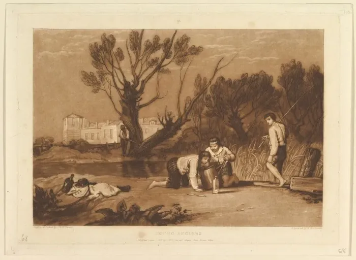 Framed Print : Young Anglers (Liber Studiorum, part VII, plate 32), June 1, 1811. Creator: JMW Turner Framed Print : Young Anglers (Liber Studiorum, part VII, plate 32), June 1, 1811. Creator: JMW Turner