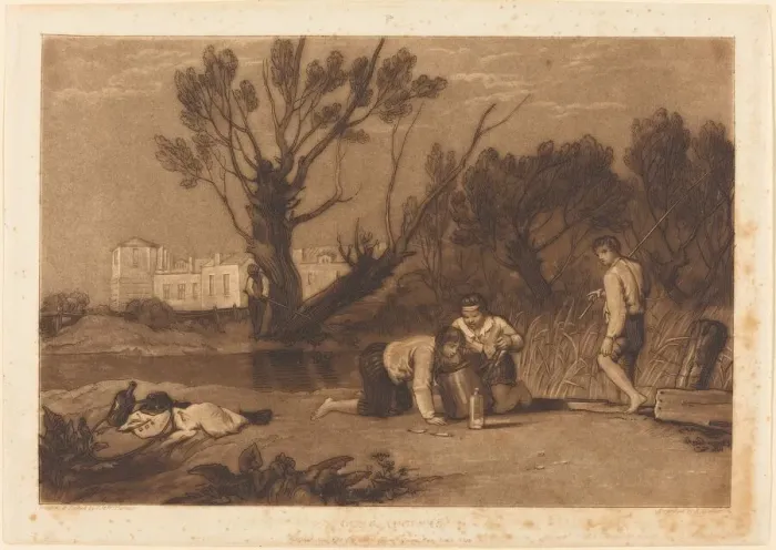 Framed Print : Young Anglers, published 1811. Creator: JMW Turner Framed Print : Young Anglers, published 1811. Creator: JMW Turner