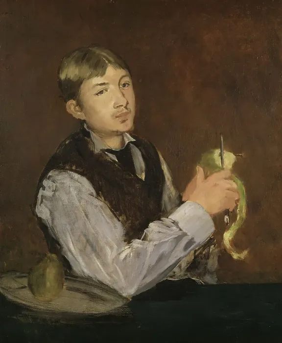 Framed Print : Young Boy Peeling a Pear, mid 19th century. Creator: Edouard Manet Framed Print : Young Boy Peeling a Pear, mid 19th century. Creator: Edouard Manet