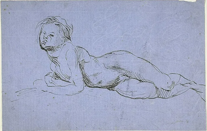 Framed Print : Young Boy Reclining, n.d. Creator: Jean-Baptiste Carpeaux