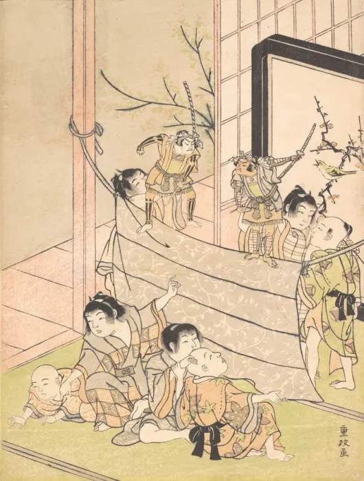 Framed Print : Young Boys Performing a Puppet Show, ca. 1770. Creator: Kitao Shigemasa Framed Print : Young Boys Performing a Puppet Show, ca. 1770. Creator: Kitao Shigemasa