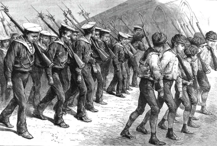 Framed Print : Young Brazil -- Cadets Marching through the Streets of Rio De Janeiro, 1891. Creator: Unknown Framed Print : Young Brazil -- Cadets Marching through the Streets of Rio De Janeiro, 1891. Creator: Unknown