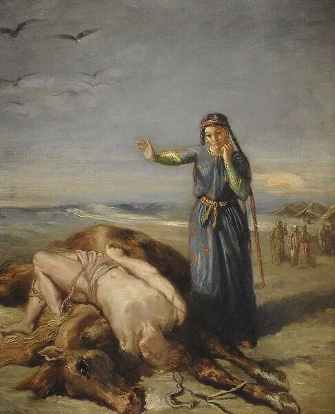A young Cossack girl finds Mazeppa in a faint on the corpse of the horse, 1851