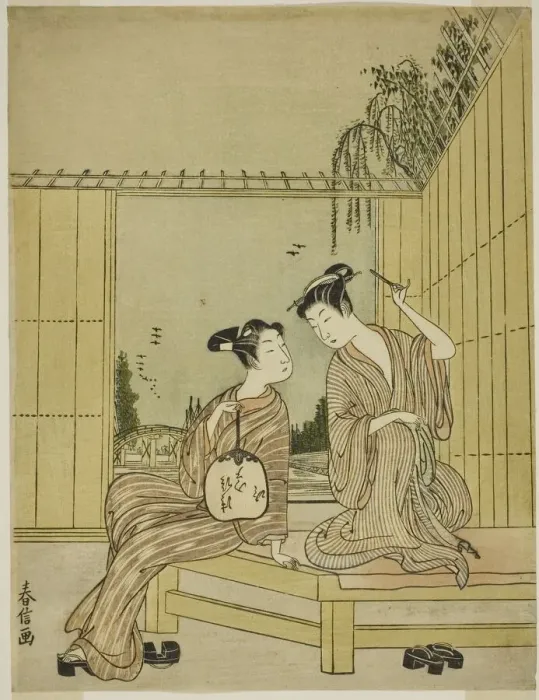 Framed Print : Young Couple Enjoying the Cool of Evening, c. 1771 / 72. Creator: Shiba Kokan Framed Print : Young Couple Enjoying the Cool of Evening, c. 1771 / 72. Creator: Shiba Kokan