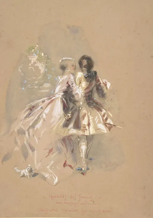 Framed Print : Young Couple Seen From Behind, mid-19th century. Creator: Hippolyte-Omer Ballue Framed Print : Young Couple Seen From Behind, mid-19th century. Creator: Hippolyte-Omer Ballue
