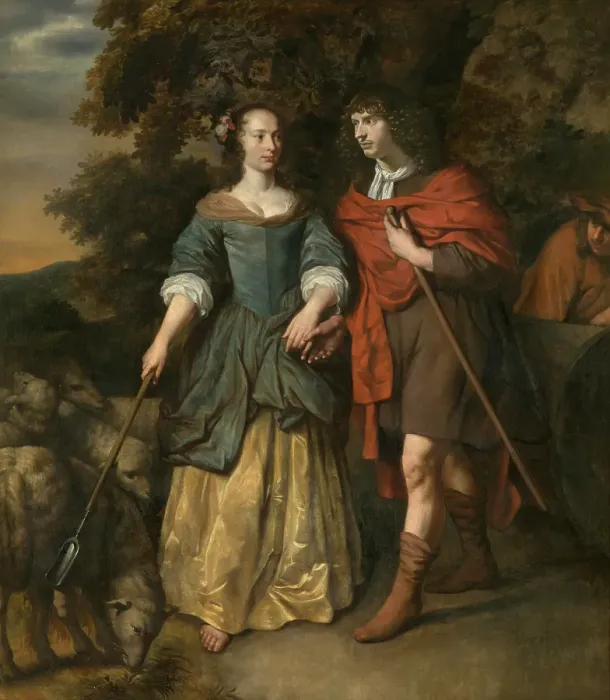 Framed Print : Young Couple in Shepherd's Costumes. Creator: Gerbrand van den Eeckhout Framed Print : Young Couple in Shepherd's Costumes. Creator: Gerbrand van den Eeckhout