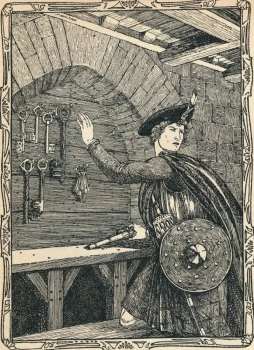 Framed Print : Young Douglas Steals The Keys of Loch Leven Castle, 1902. Artist: Patten Wilson Framed Print : Young Douglas Steals The Keys of Loch Leven Castle, 1902. Artist: Patten Wilson