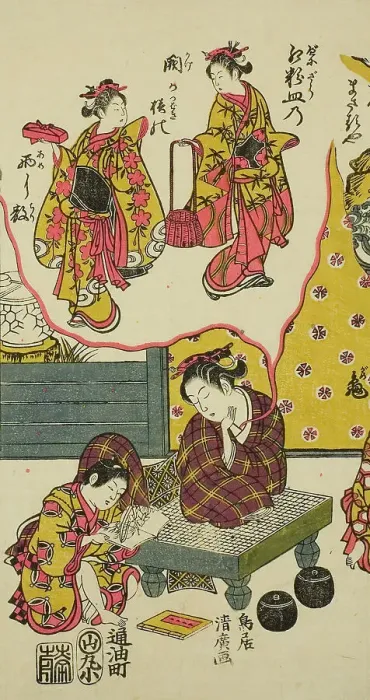 Framed Print : Three Young Dreamers, c. 1760. Creator: Torii Kiyohiro Framed Print : Three Young Dreamers, c. 1760. Creator: Torii Kiyohiro