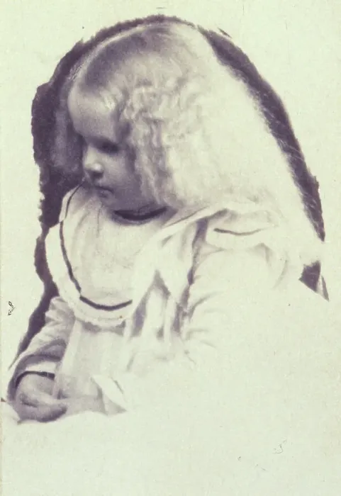 Framed Print : Young fair haired girl seated with hands in her lap, c1900. Creator: Estelle Huntington Huggins Framed Print : Young fair haired girl seated with hands in her lap, c1900. Creator: Estelle Huntington Huggins