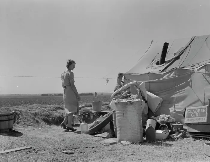 Framed Print : Young family just arrived from Arkansas camped along the road, Imperial Valley, California, 1937. Creator: Dorothea Lange Framed Print : Young family just arrived from Arkansas camped along the road, Imperial Valley, California, 1937. Creator: Dorothea Lange