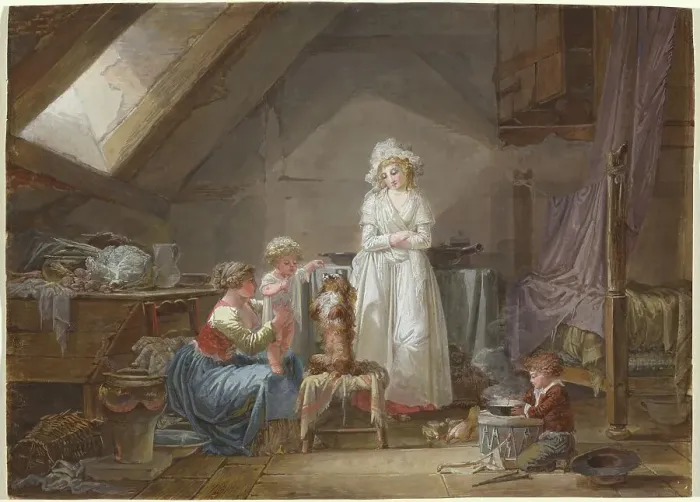 Framed Print : Young French Marquise in Exile in Lausanne, 1789. Creator: Jean-Baptiste Mallet Framed Print : Young French Marquise in Exile in Lausanne, 1789. Creator: Jean-Baptiste Mallet
