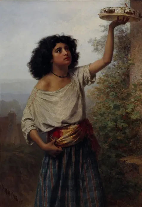 Framed Print : Young Gipsy Woman, 1870. Artist: Gun (Hun), Karl Fyodorovich (1830-1877) Framed Print : Young Gipsy Woman, 1870. Artist: Gun (Hun), Karl Fyodorovich (1830-1877)
