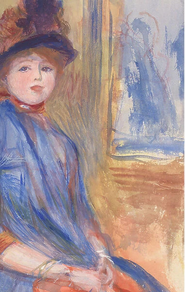 Young Girl in a Blue Dress, ca. 1890. Creator: Pierre-Auguste Renoir