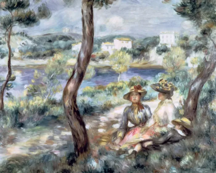 Framed Print : Young Girl and Boy in a Landscape, 1893. Artist: Pierre-Auguste Renoir Framed Print : Young Girl and Boy in a Landscape, 1893. Artist: Pierre-Auguste Renoir