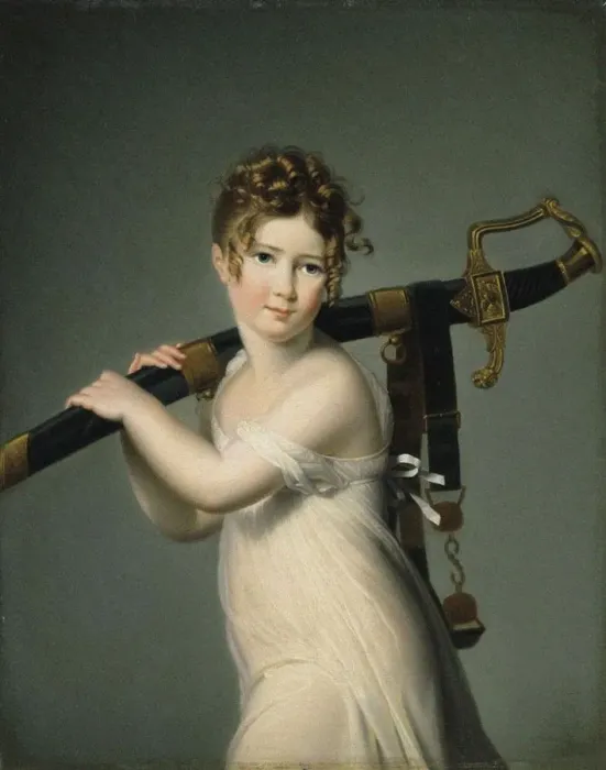 Framed Print : A Young Girl Carrying Her Fathers Sabre, c. 1800 Framed Print : A Young Girl Carrying Her Fathers Sabre, c. 1800