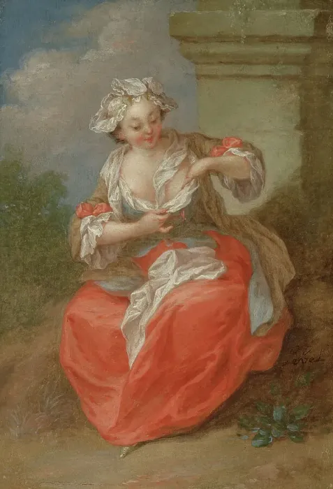 Framed Print : Young Girl Chasing Fleas, c1720s. Creator: Jean-Baptiste Lebel Framed Print : Young Girl Chasing Fleas, c1720s. Creator: Jean-Baptiste Lebel
