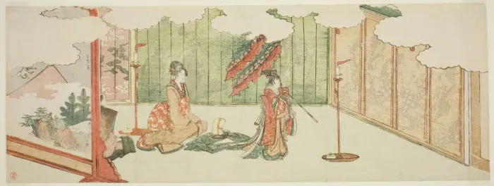 Framed Print : Young girl dancing at noblemans mansion, Japan, 1805. Creator: Hokusai Framed Print : Young girl dancing at noblemans mansion, Japan, 1805. Creator: Hokusai
