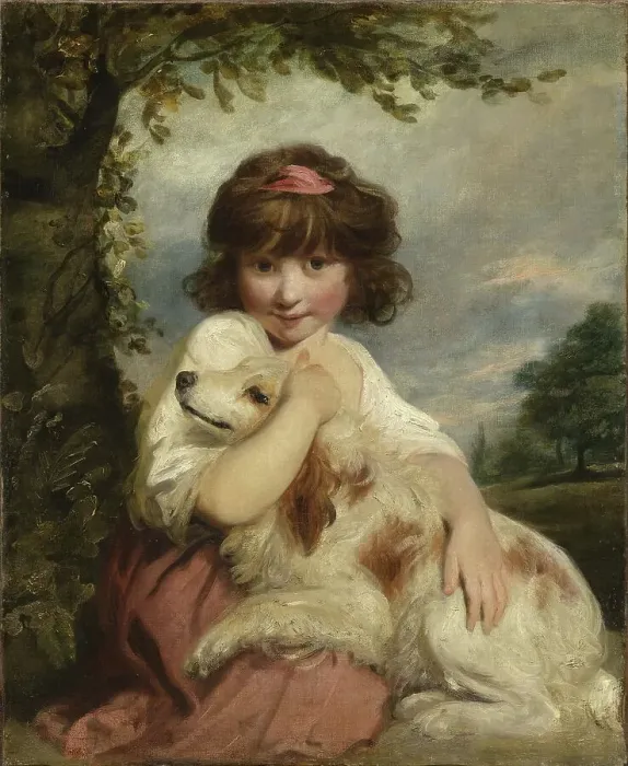 Framed Print : A Young Girl and Her Dog, 1780. Creator: Reynolds, Sir Joshua (1732-1792) Framed Print : A Young Girl and Her Dog, 1780. Creator: Reynolds, Sir Joshua (1732-1792)