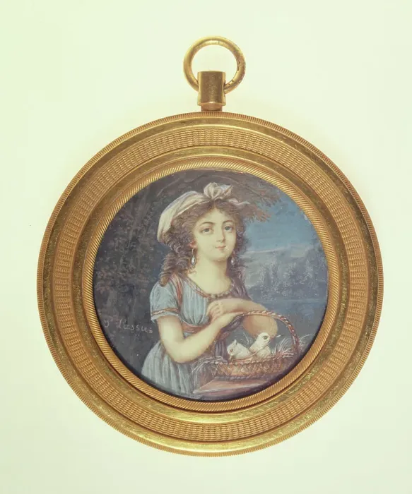 Framed Print : Young girl with two doves. Creator: P Lassus Framed Print : Young girl with two doves. Creator: P Lassus