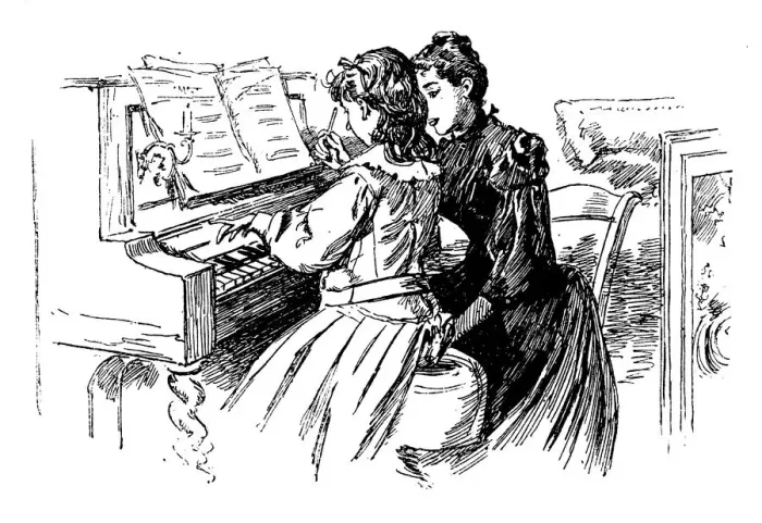 Framed Print : Young girl being given a piano lesson, Paris, 1889 Framed Print : Young girl being given a piano lesson, Paris, 1889