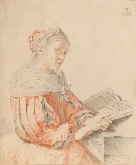 Framed Print : Young Girl at the Keyboard, 1767. Creator: Johannes Kornlein Framed Print : Young Girl at the Keyboard, 1767. Creator: Johannes Kornlein