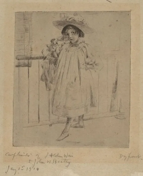 Framed Print : Young Girl with Large Hat, 1893. Creator: Julian Alden Weir Framed Print : Young Girl with Large Hat, 1893. Creator: Julian Alden Weir