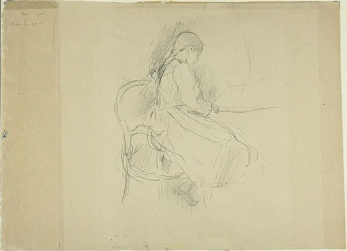 Framed Print : Young Girl Seated at a Table, n.d. Creator: Berthe Morisot Framed Print : Young Girl Seated at a Table, n.d. Creator: Berthe Morisot
