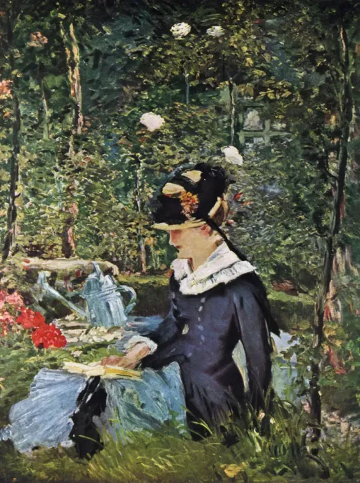 Framed Print : Young Girl on the Threshold of the Garden at Bellevue, 1880. Artist: Edouard Manet Framed Print : Young Girl on the Threshold of the Garden at Bellevue, 1880. Artist: Edouard Manet