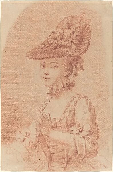A Young Girl Wearing a Flowered Hat. Creator: Unknown