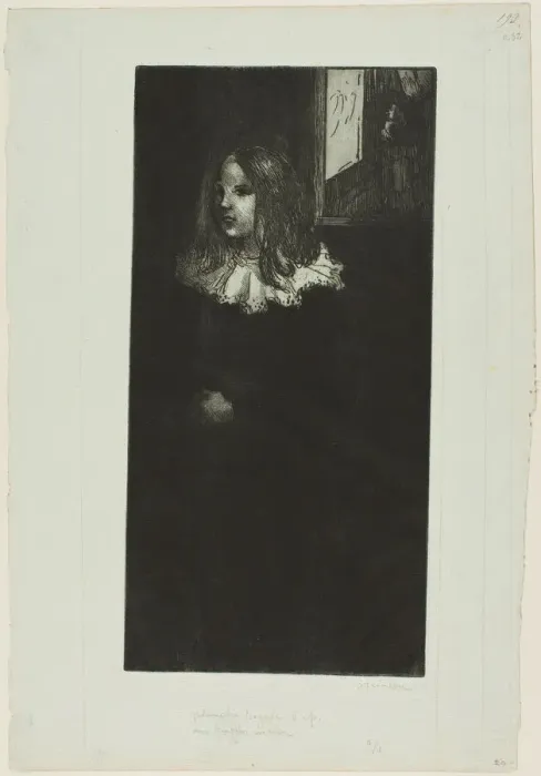 Framed Print : Young Girl with a White Collar, 1898. Creator: Theophile Alexandre Steinlen Framed Print : Young Girl with a White Collar, 1898. Creator: Theophile Alexandre Steinlen