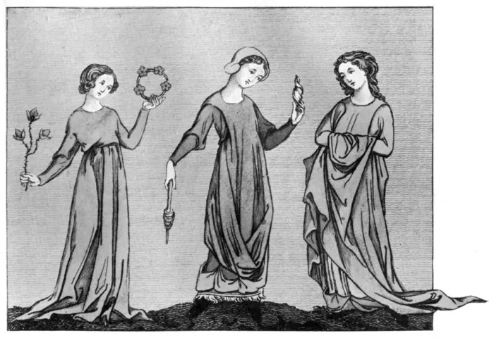 Framed Print : Young girls, 13th century, (1910) Framed Print : Young girls, 13th century, (1910)