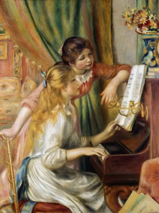 Framed Print : Young Girls at the Piano, 1892. Artist: Pierre-Auguste Renoir