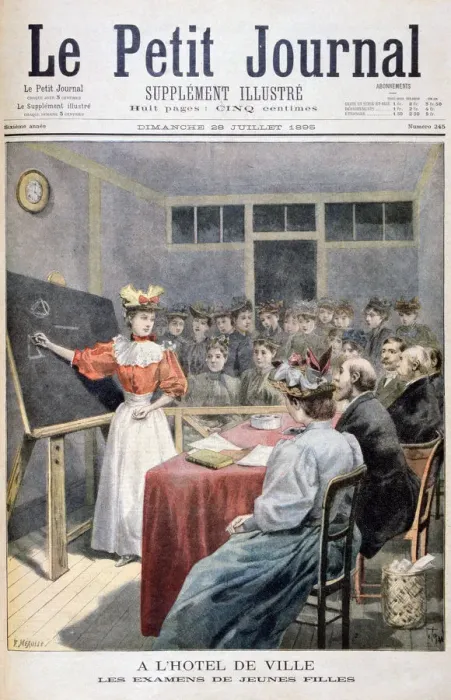 Framed Print : Young girls taking exams in a Town Hall, France, 1895. Artist: Oswaldo Tofani Framed Print : Young girls taking exams in a Town Hall, France, 1895. Artist: Oswaldo Tofani