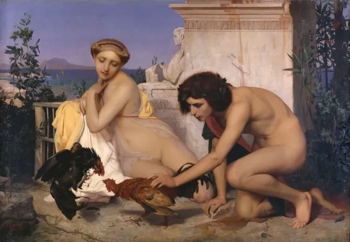 Framed Print : Young Greeks Attending a Cock Fight (The Cock Fight), 1846. Artist: Gerome, Jean-Leon (1824-1904) Framed Print : Young Greeks Attending a Cock Fight (The Cock Fight), 1846. Artist: Gerome, Jean-Leon (1824-1904)