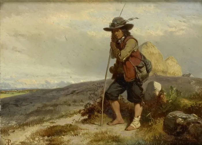 Framed Print : A young Herdsman, 1840-1870. Creator: Eugene Lepoittevin Framed Print : A young Herdsman, 1840-1870. Creator: Eugene Lepoittevin