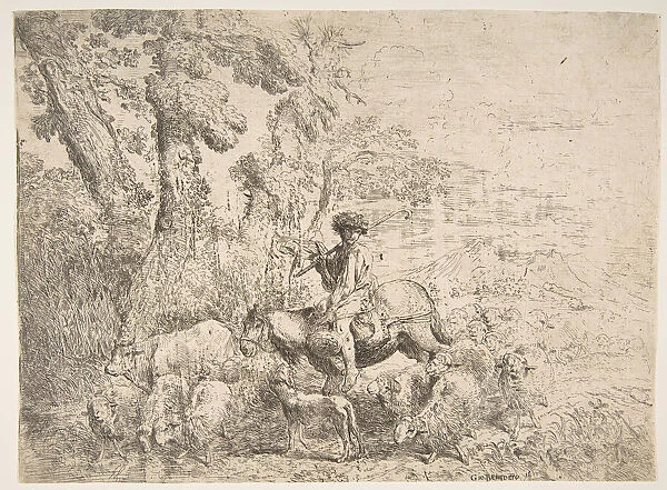 Young herdsman on horseback, 1638. Creator: Giovanni Benedetto Castiglione