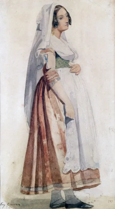 Framed Print : Young Italian, c1825-1865. Artist: Eugene Deveria