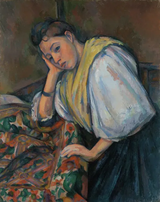 Framed Print : Young Italian Woman at a Table, about 1895-1900. Creator: Paul Cezanne Framed Print : Young Italian Woman at a Table, about 1895-1900. Creator: Paul Cezanne