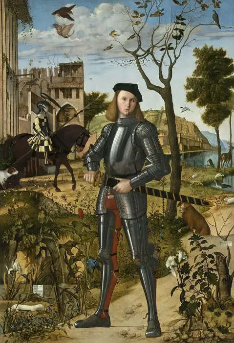 Framed Print : Young Knight in a Landscape, 1505. Creator: Vittore Carpaccio Framed Print : Young Knight in a Landscape, 1505. Creator: Vittore Carpaccio