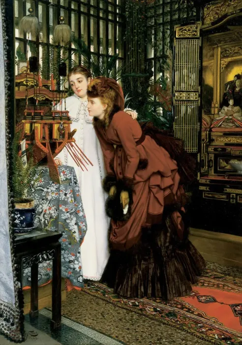 Framed Print : Young Ladies Looking at Japanese Objects, 1869 Framed Print : Young Ladies Looking at Japanese Objects, 1869