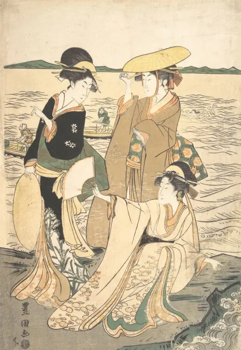Framed Print : Three Young Ladies by the Seashore. Creator: Utagawa Toyokuni I Framed Print : Three Young Ladies by the Seashore. Creator: Utagawa Toyokuni I