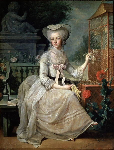 Young Lady at a Cage, 1784. Artist: Jean-Baptiste Charpentier the elder