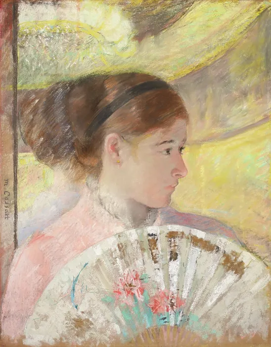 Framed Print : Young Lady in a Loge Gazing to Right, c1879. Creator: Cassatt, Mary (1845-1926) Framed Print : Young Lady in a Loge Gazing to Right, c1879. Creator: Cassatt, Mary (1845-1926)